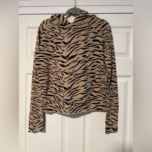 Nili Lotan Animal Print Zebra Hoody Hoodie Sweater Sweatshirt Brown Black